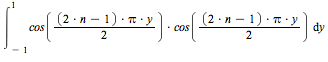 int(cos(1/2*(2*n-1)*Pi*y)^2, y = -1 .. 1)
